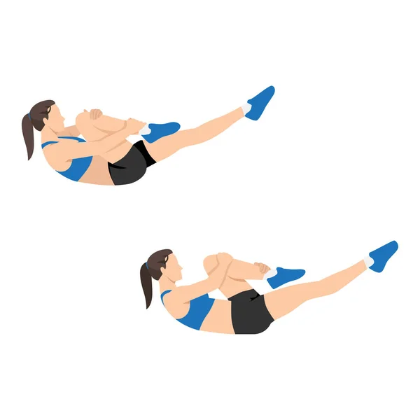 Женщина Делает Упражнения Разовую Ногу Плоская Векторная Иллюстрация Белом Фоне — стоковый вектор