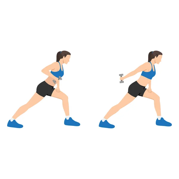 Femme Faisant Triceps Bras Exercice Rebond Illustration Vectorielle Plate Isolée — Image vectorielle
