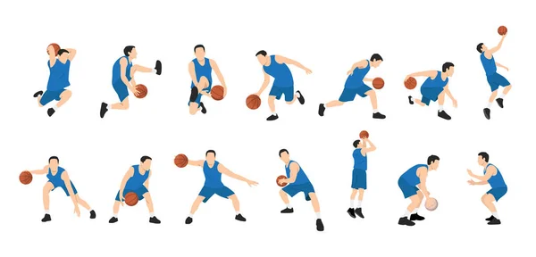 Joueur Basket Silhouette Différents Joueurs Basket Ball Dans Différentes Positions — Image vectorielle