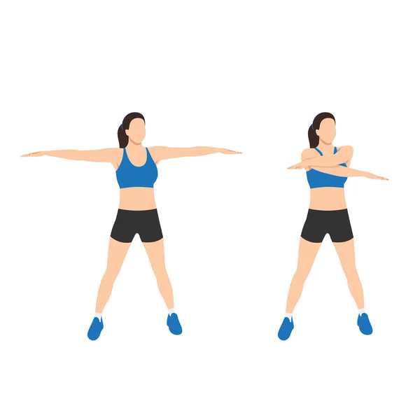 Woman doing upper back stretch exercise Royalty Free Vector