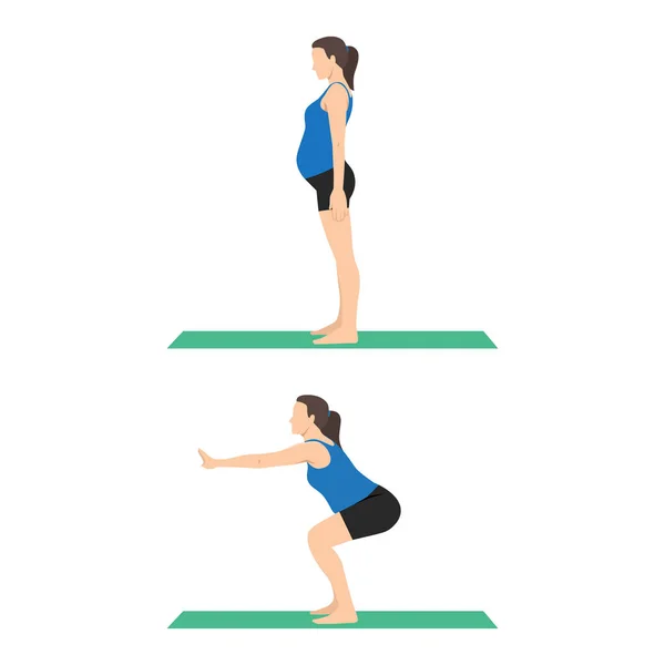孕妇的运动 怀孕期间的运动 积极和健康的生活方式的想法 白色背景上孤立的平面矢量图解 — 图库矢量图片
