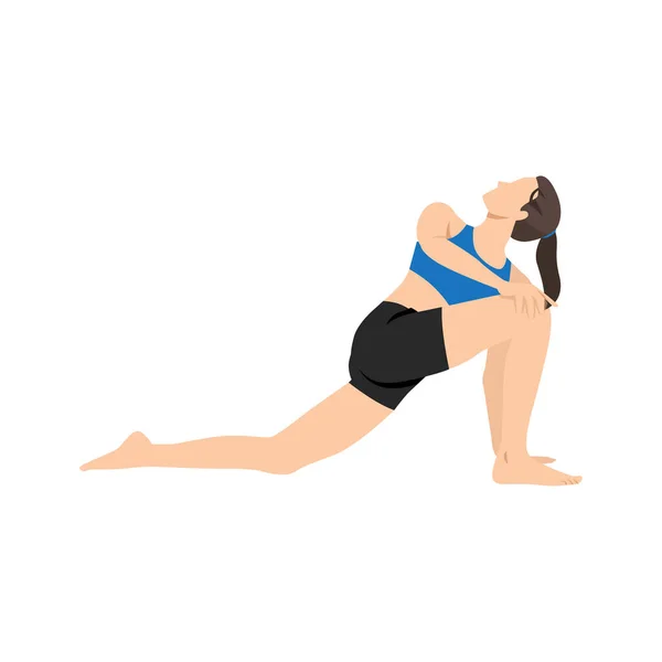 Mujer Haciendo Anjaneyasana Postura Giro Yoga Baja Embestida Ilustración Vectorial — Archivo Imágenes Vectoriales