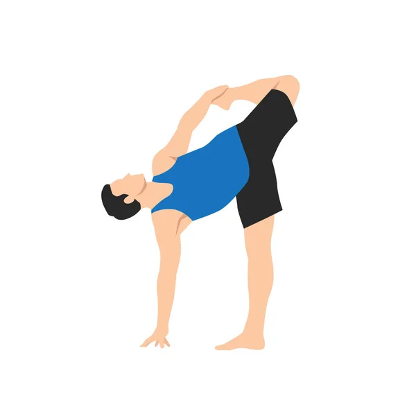 Pria Yang Melakukan Yoga Asana Ardha Chandra Chapasana Pose Tebu - Stok Vektor