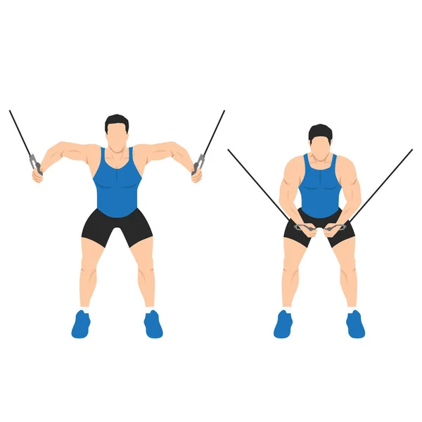 Man Doing Standing Cable Crossover Cable Flies Exercise Flat Vector — Stock Vector