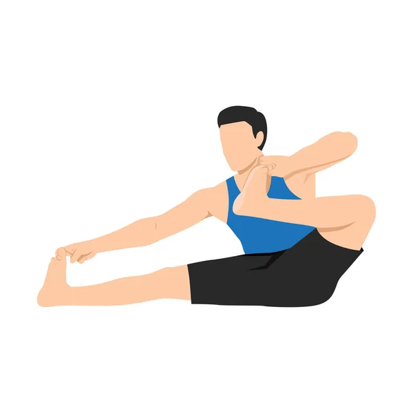 Homme Effectue Yoga Asana Akarna Dhanurasana Ardzhunasana Archer Pose Pose — Image vectorielle