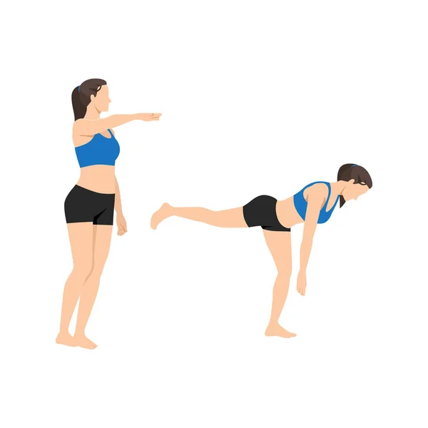 Femme Faisant Exercice Haltérophilie Poids Corporel Jambe Simple Illustration Vectorielle — Image vectorielle