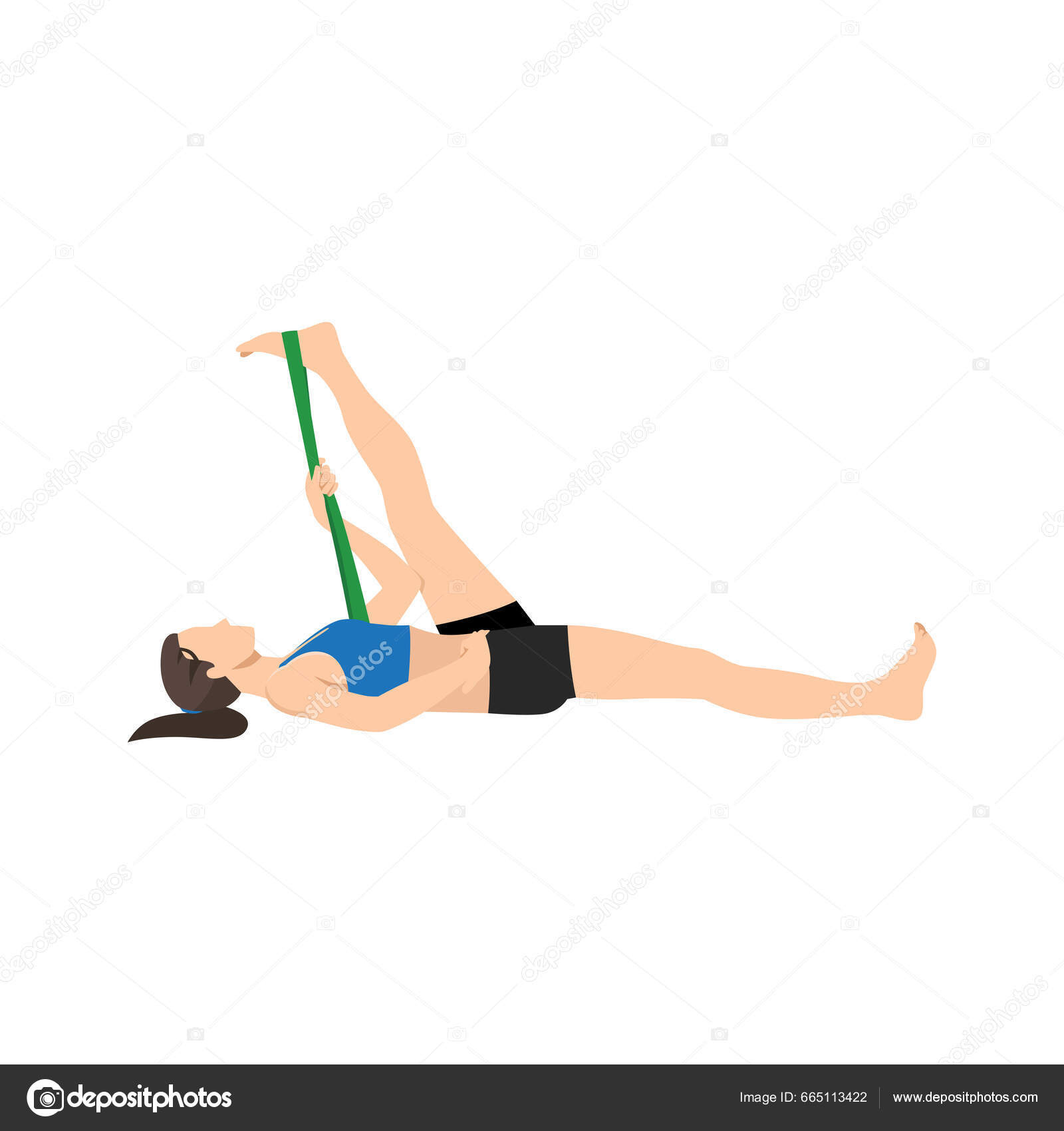 Woman doing Yoga in half plough pose vector. Girl lying on the