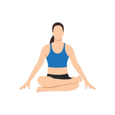 Woman doing Firelog Pose, Fire Statue Pose, Double Pigeon Pose, Square, Ankle to Knee Pose. Practice Agnistambhasana clipart