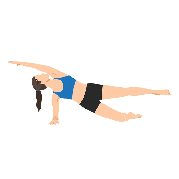 Vrouw Doet Modified Side Plank Met Knie Naar Beneden Oefening — Stockvector