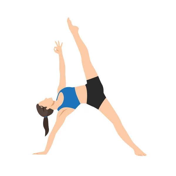 Woman Doing Side Plank Leg Lift Exercise Flat Vector Illustration — Stock Vector