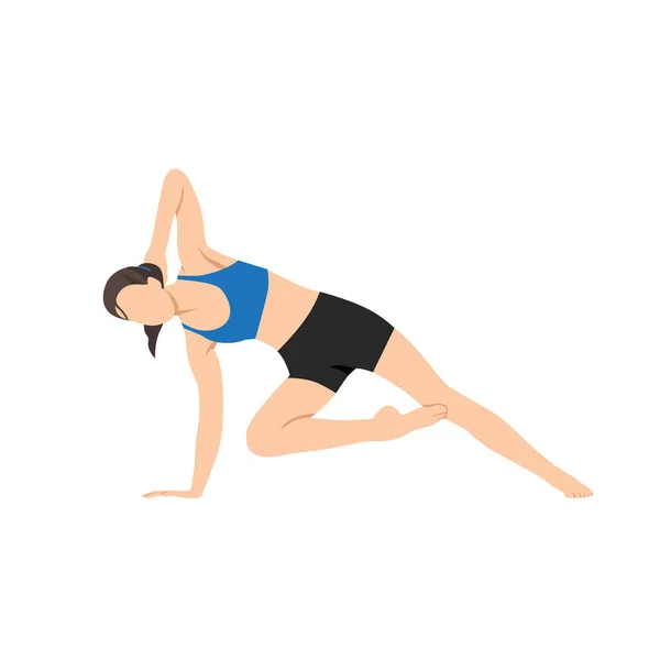Woman Doing Side Plank Bottom Knee Bent Exercise Flat Vector — Stock Vector