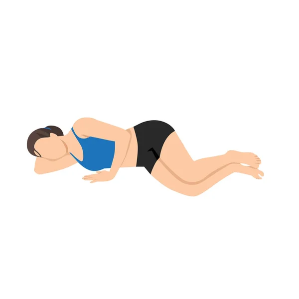 Mujer Haciendo Side Lying Savasana Side Lying Cadáver Side Fetal — Vector de stock