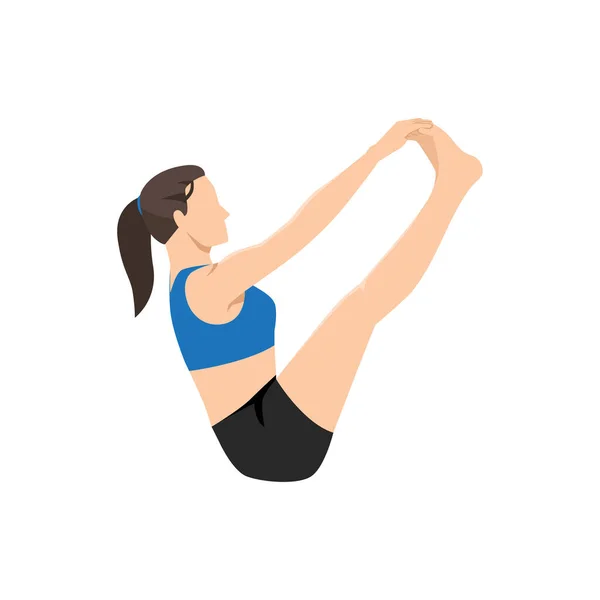 Woman Doing Both Big Toe Pose Double Toe Hold Balancing — Stock Vector