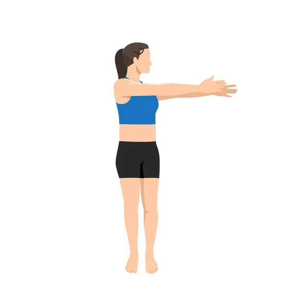 Femme Faisant Debout Spinal Twist Pose Belle Pratique Fille Katichakrasana — Image vectorielle