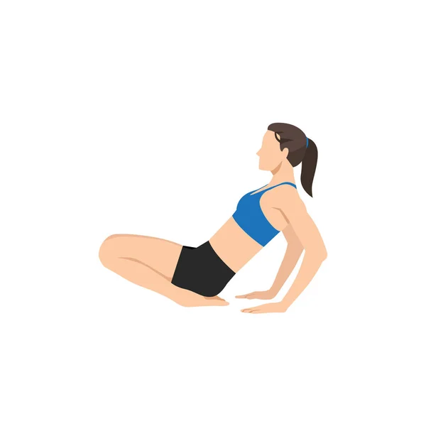 Mujer Haciendo Pose Squat Tokle Stretch Pose Ilustración Vectorial Plana — Vector de stock