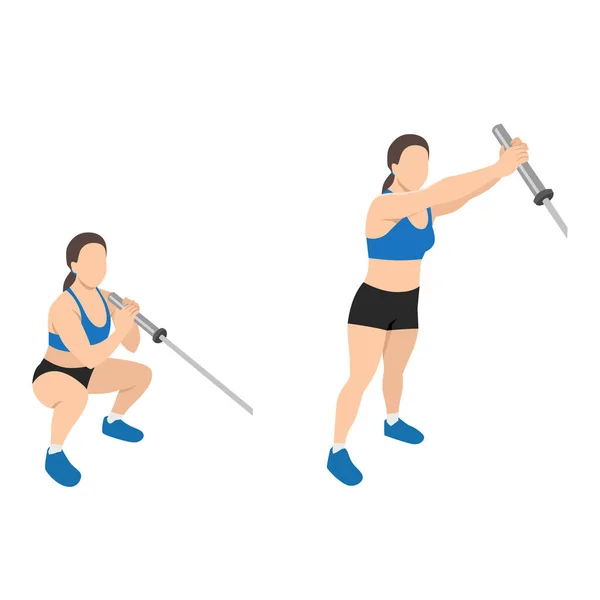 stock vector Woman doing Landmine shoulder press. T bar presses exercise. Flat vector illustration isolated on white background