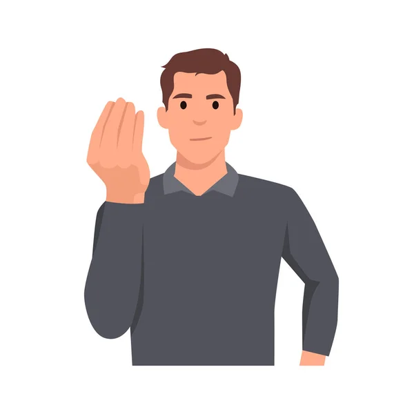 Young Man Doing Bellissimo Hand Gesture Flat Vector Illustration Isolated — Stock Vector