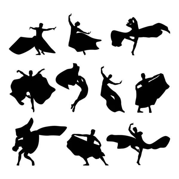 Man Balletdanser Set Personages Vlakke Vector Illustratie Geïsoleerd Witte Achtergrond — Stockvector