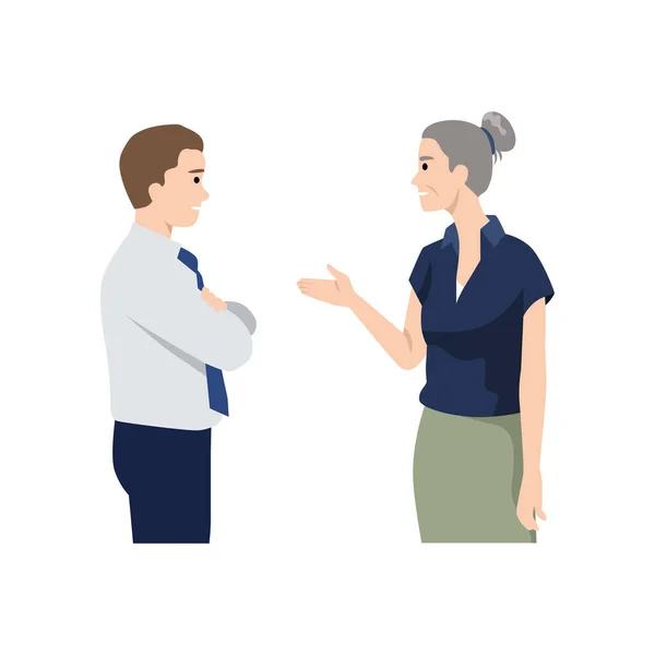 Man Woman Talk Business Consulting Communication People Conversation Flat Vector — Stock Vector