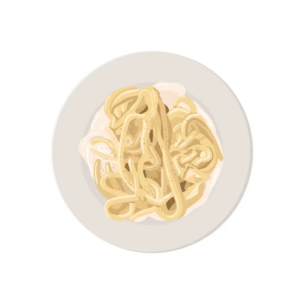Vecteur Plat Spaghettis Pâtes Romaines Cacio Pepe Poivre Noir Fromage — Image vectorielle