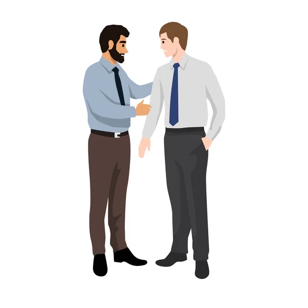 Business Partners Discussing Documents Ideas Meeting Flat Illustration Style Vector — Stock Vector