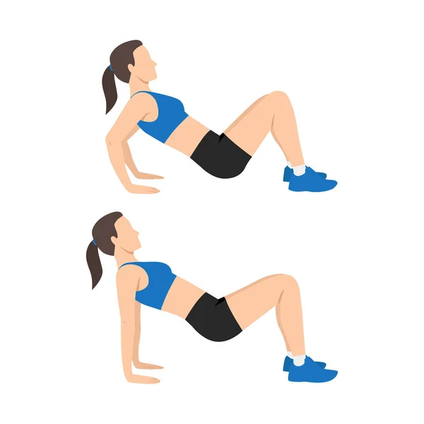 Femme Faisant Triceps Trempettes Exercice Entraînement Pour Les Mains Illustration — Image vectorielle