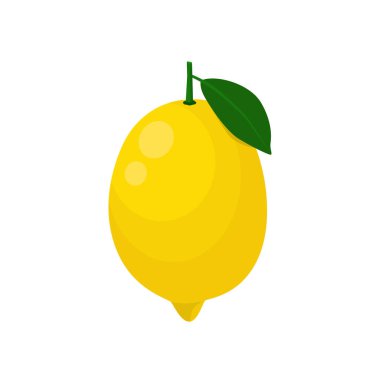 Lemon 'un düz vektörü beyaz arkaplanda izole edildi. Düz illüstrasyon grafik simgesi