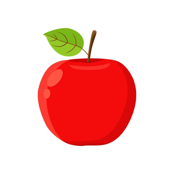 Flacher Vektor Von Rotem Apfel Isoliert Auf Weißem Hintergrund Flache — Stockvektor