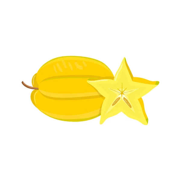 Vector Plano Star Fruit Aislado Sobre Fondo Blanco Icono Gráfico — Vector de stock
