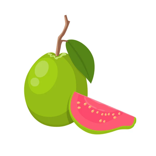 Vlakke Vector Van Guava Geïsoleerd Witte Achtergrond Platte Illustratie Grafisch — Stockvector