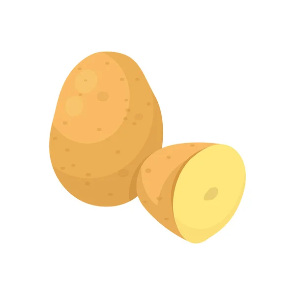 Flacher Vektor Der Kartoffel Isoliert Auf Weißem Hintergrund Flache Illustration — Stockvektor