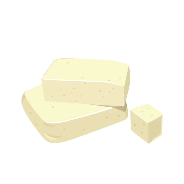 Soya Peynirinin Düz Vektörü Beyaz Arkaplanda Izole Edilmiş Düz Illüstrasyon — Stok Vektör