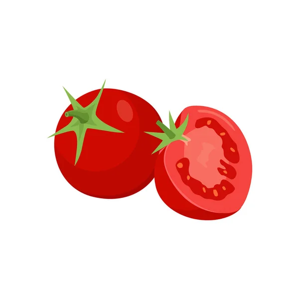 Vecteur Plat Tomate Cerise Isolé Sur Fond Blanc Illustration Plate — Image vectorielle