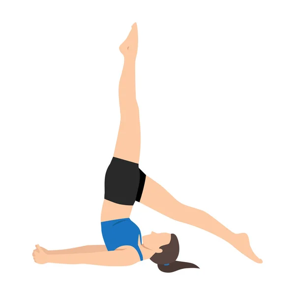 Yoga Bahu Berdiri Pose Vektor Datar Ilustrasi Terisolasi Latar Belakang - Stok Vektor