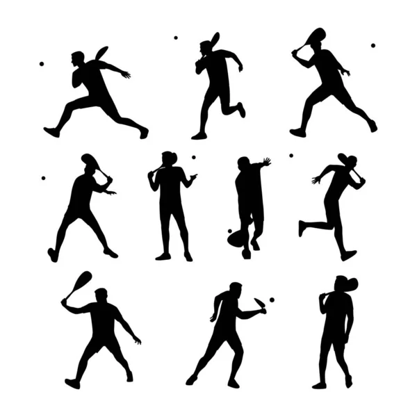 Squash Pemain Pria Set Karakter Ilustrasi Vektor Datar Diisolasi Pada - Stok Vektor