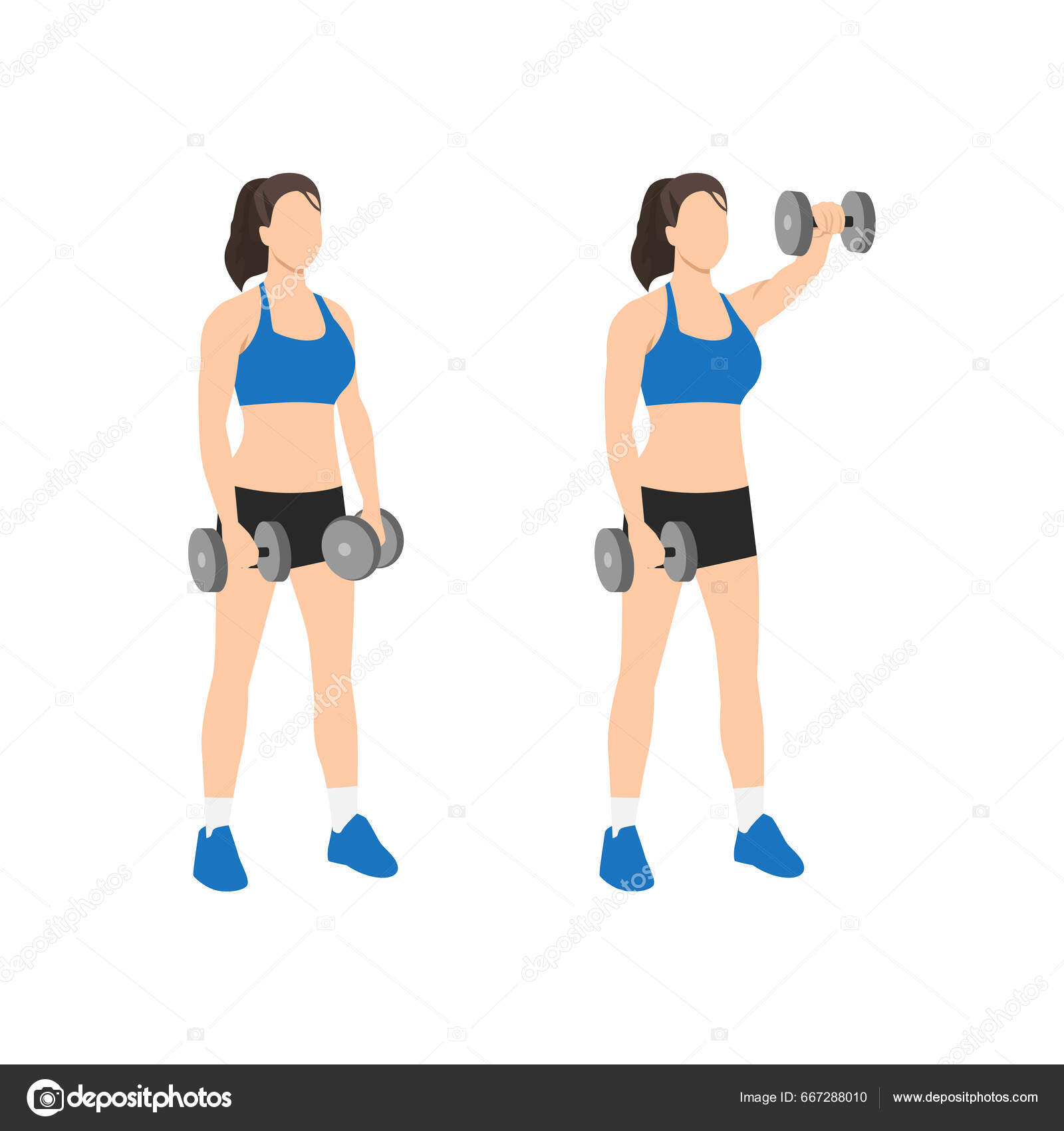 Straight Arm Standing Dumbbell Front Raise Forward Dumbbell Raises
