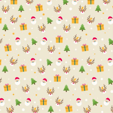 Yeni yıl ve Noel günü simgeleriyle kusursuz düz desenli vektör