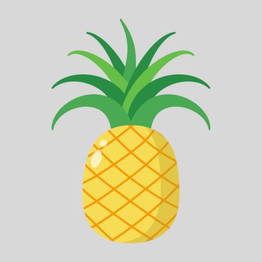 düz vektör tasarımında ananas meyvesi yaz illüstrasyonu