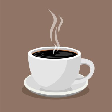 Bir fincan taze kahve. Vektör Illustration. Düz stil. Kafeterya, poster, afiş, kartlar için dekoratif tasarım