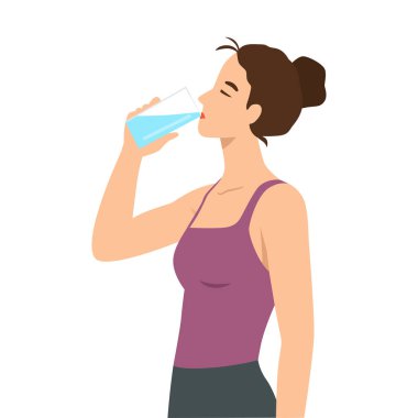 Çekici genç kadın içme suyu plastik bir şişe var. Fitness ve sağlık.