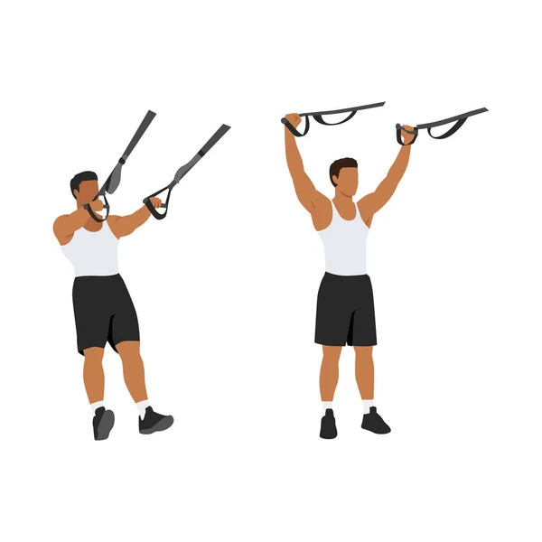 Homme Faisant Trx Suspension Sangles Exercice Squats Aériens Illustration Vectorielle — Image vectorielle