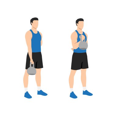 Single kettlebell bicep curl sale