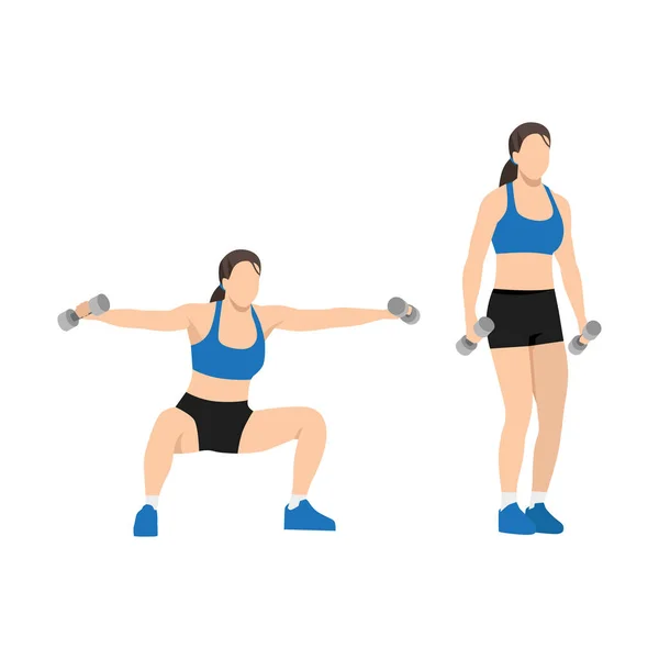 Femme Faisant Squat Pop Large Avec Augmentation Latérale Exercice Illustration — Image vectorielle