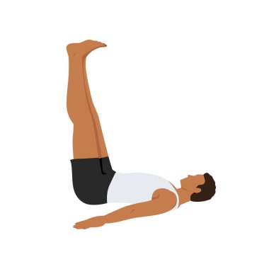 Viparita Karani esneme egzersizi yapan adam. Düz vektör çizimi beyaz arkaplanda izole edildi