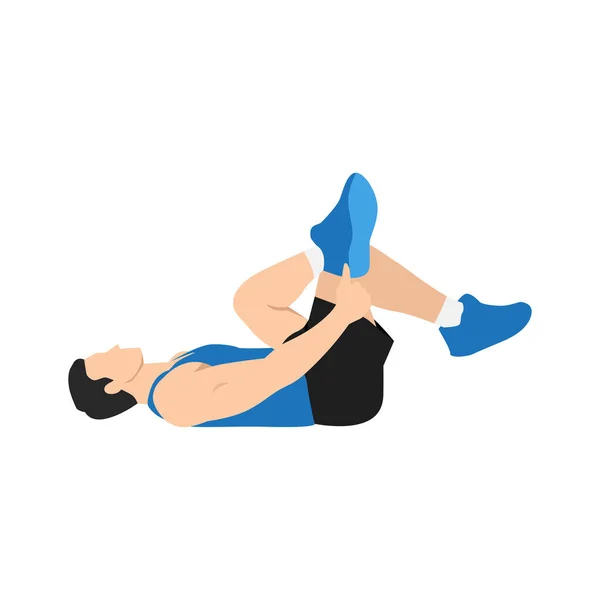Άνθρωπος Που Κάνει Ασκήσεις Τεντώματος Πιριφόρμις Επίπεδη Διανυσματική Απεικόνιση Απομονωμένη — Διανυσματικό Αρχείο