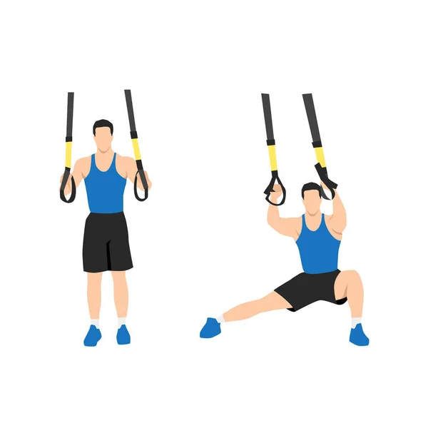 Man Doing Trx Suspension Straps Side Step Lateral Lunges Exercise — Stock Vector
