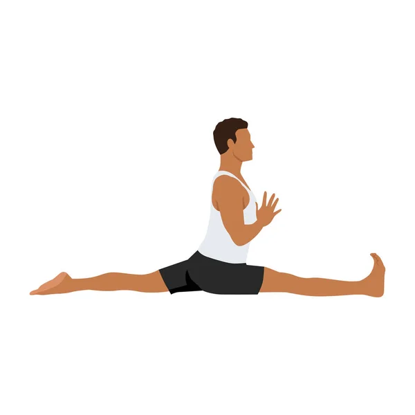 Homme Faisant Pose Yoga Pose Singe Est Asana Dans Hatha — Image vectorielle