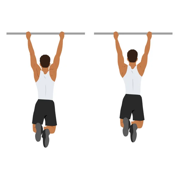 Man Doing Scapula Pull Scap Pulls Pull Exercise Flat Vector — Stock Vector