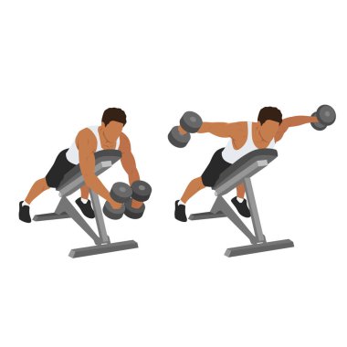 Dumbbell taklidi yapan adam göğüs destekli ters uçuşlar yapıyor..