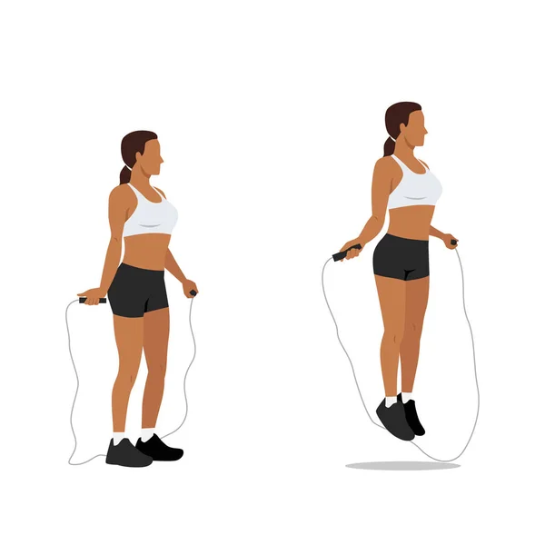 Femme Faisant Sauter Rope Skipping Exercice Cardio — Image vectorielle